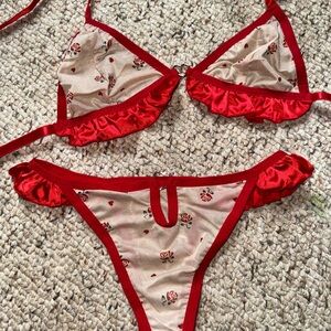 Red Floral Women's Intimate Set
